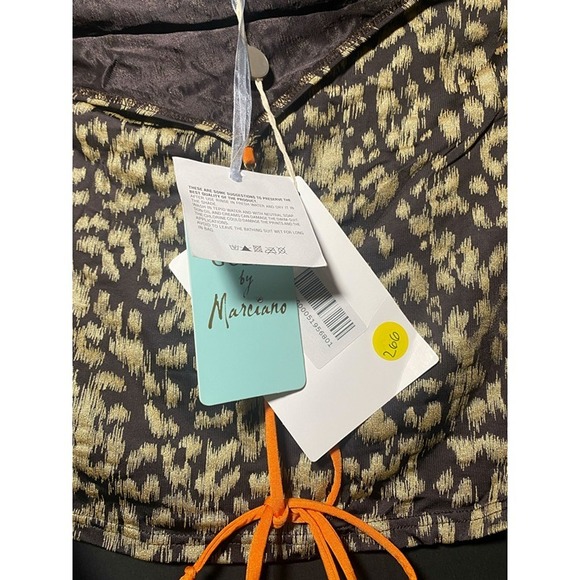 Guess by Marciano Leopard Print Sleeveless Top‎ – Orange Neck Tie & Heart Accent - Picture 4 of 4